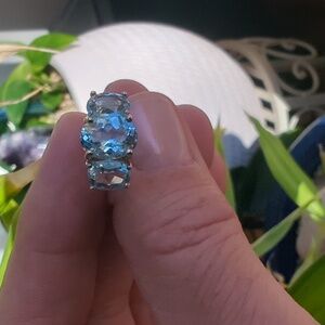 Genuine Blue Topaz Gemstone STS 925 Sterling Silver Ring Size 6